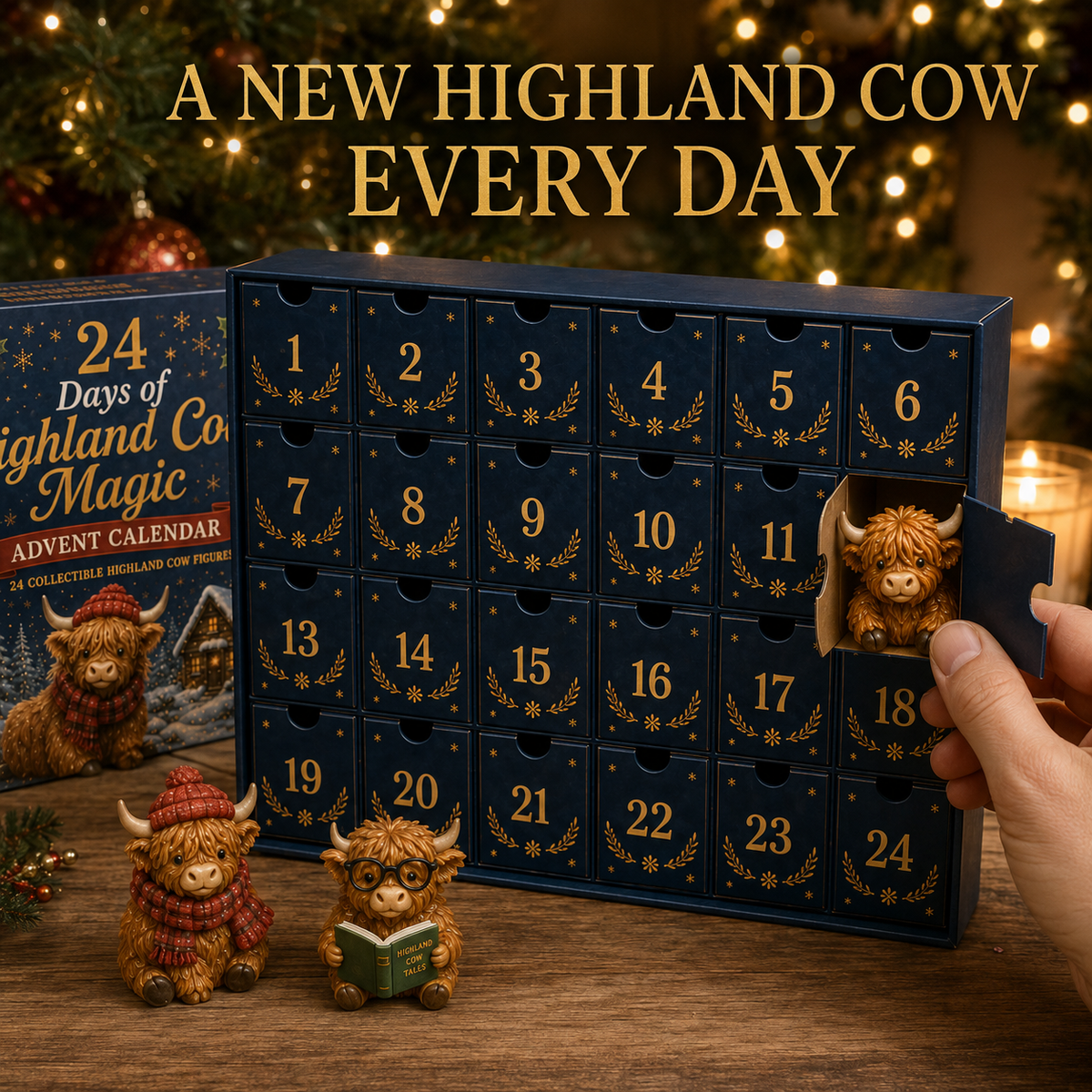 🎄Christmas Sale 49% OFF🐮 24 Days of Highland Cow Advent Calendar
