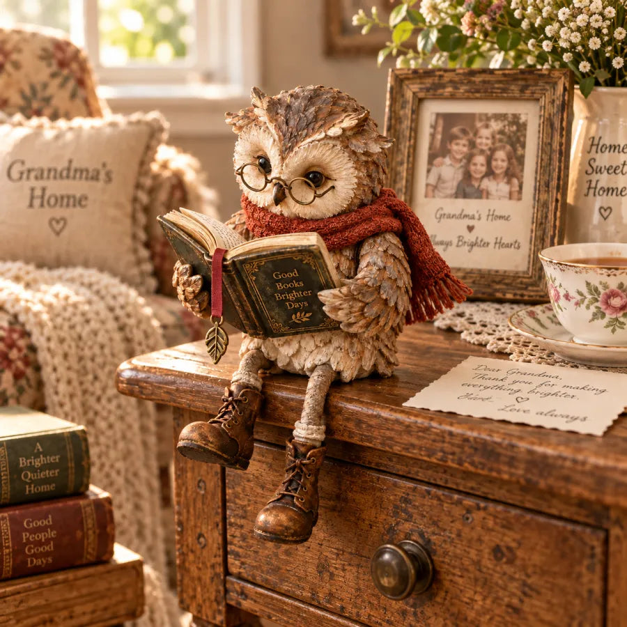 🎄Christmas Sale 49% OFF 📚Reading Owl Figurine🎁Buy More Save More
