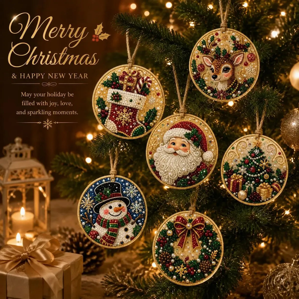 🔥Only $9.99 Last Day Promotion!🎄Christmas DIY Diamond Painting Ornaments Kit (6 PCS)🎅