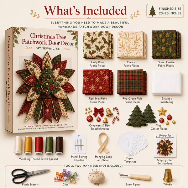 🎄Christmas Character Quilted Door Hanger Sewing Kit | Complete Kit with All Tools & Step-by-Step Guide Included 💕