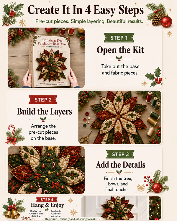 🎄Christmas Character Quilted Door Hanger Sewing Kit | Complete Kit with All Tools & Step-by-Step Guide Included 💕