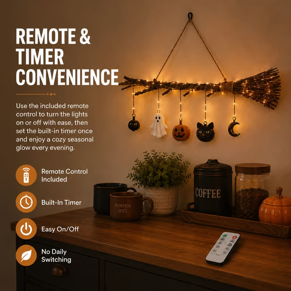 🔥LAST DAY 70% OFF - Lighted Fall Broom Wall Hanging🍂