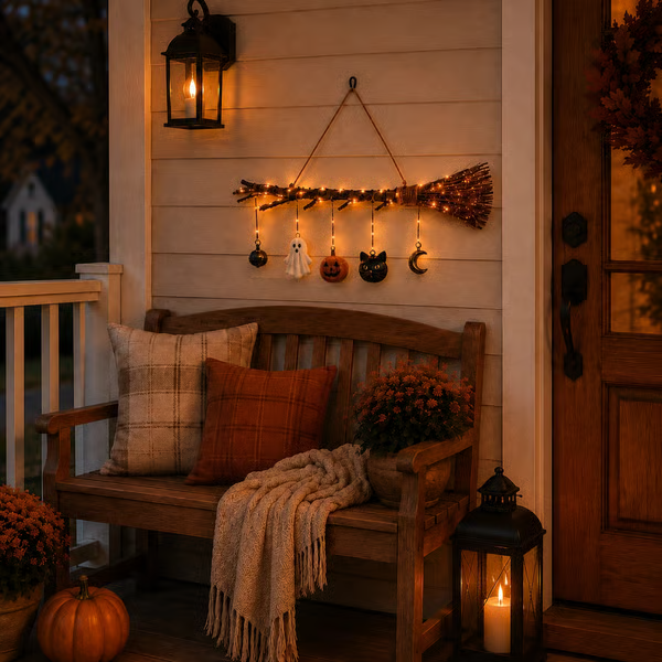 🔥LAST DAY 70% OFF - Lighted Fall Broom Wall Hanging🍂