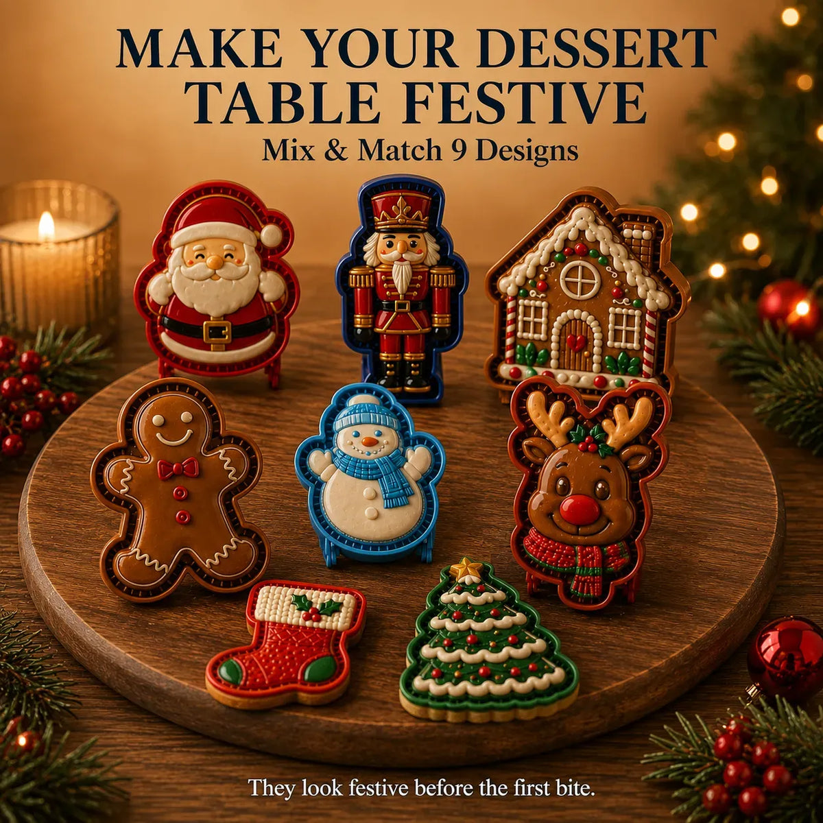 🎄Only $4.99 Last Day Promotion!🍪Christmas Baking Moulds – 9 Festive Designs 🎄