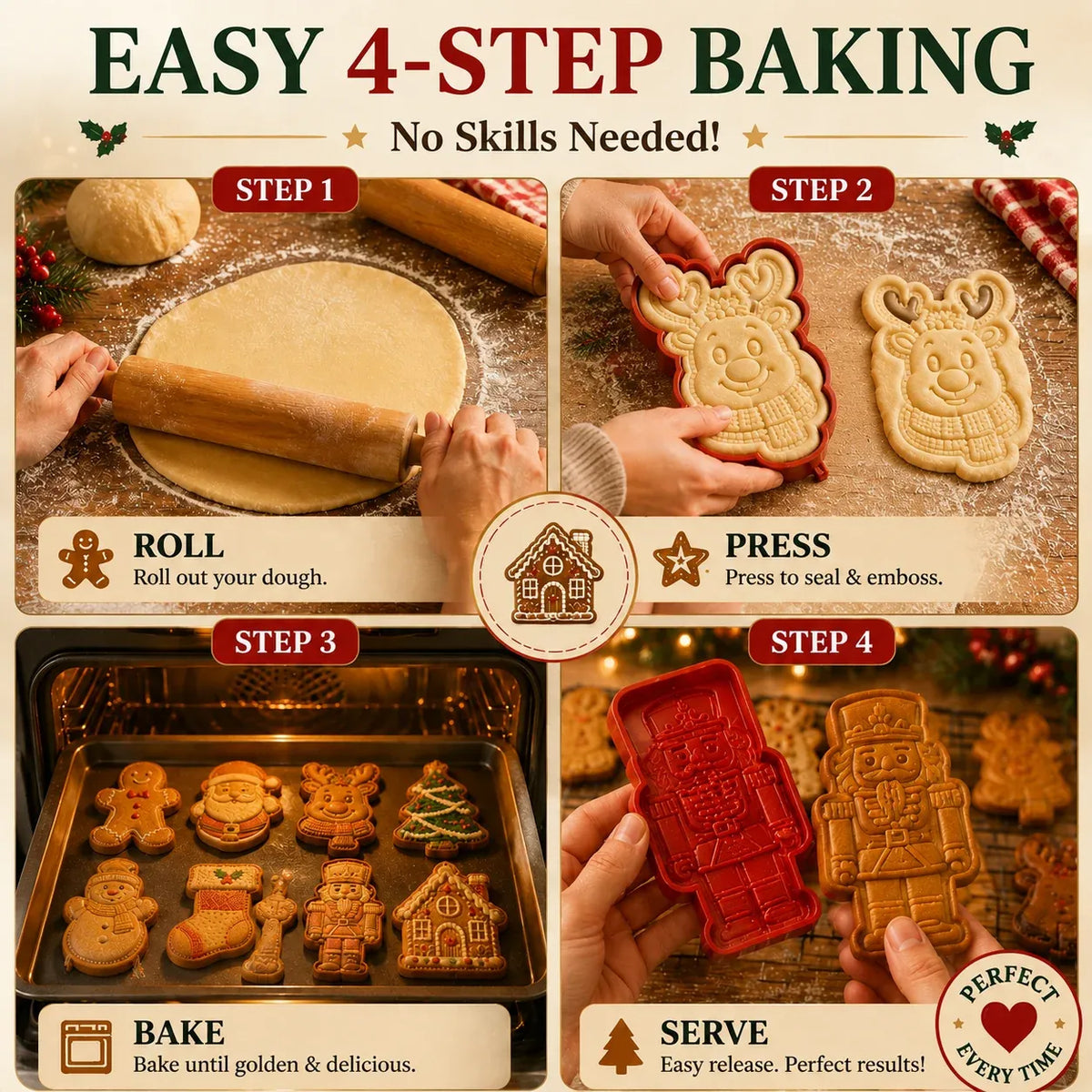 🎄Only $4.99 Last Day Promotion!🍪Christmas Baking Moulds – 9 Festive Designs 🎄