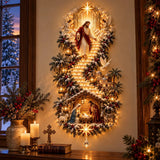 🙏✨ Jesus Light of Heaven Christmas Wall Hanging | Illuminated Nativity Stairway Decor ✝️(90 cm)