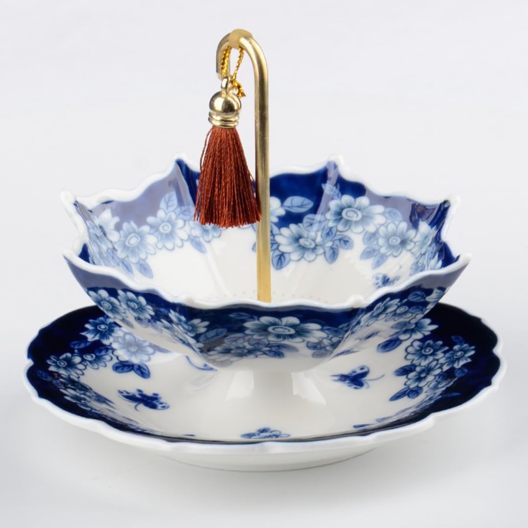 ☕💙 Blue & White Porcelain Umbrella Tea Infuser – Elegant Vintage Tea Ritual ✨