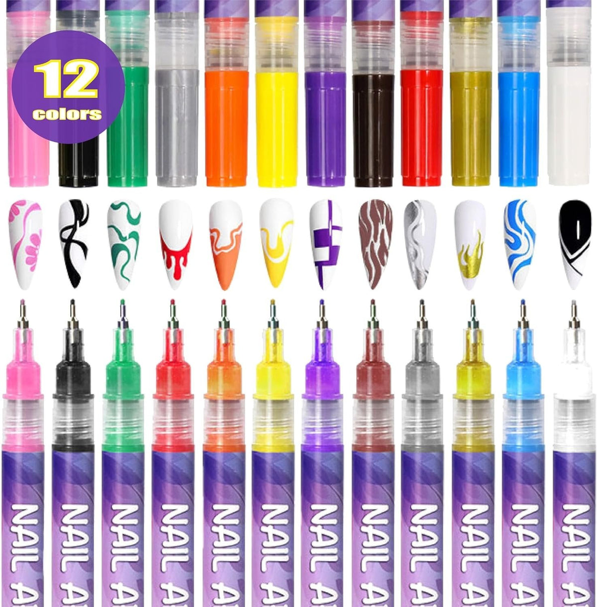 🤶Early Christmas Big Sale🎄-🎨12 Colors Nail Art Pens Set💅