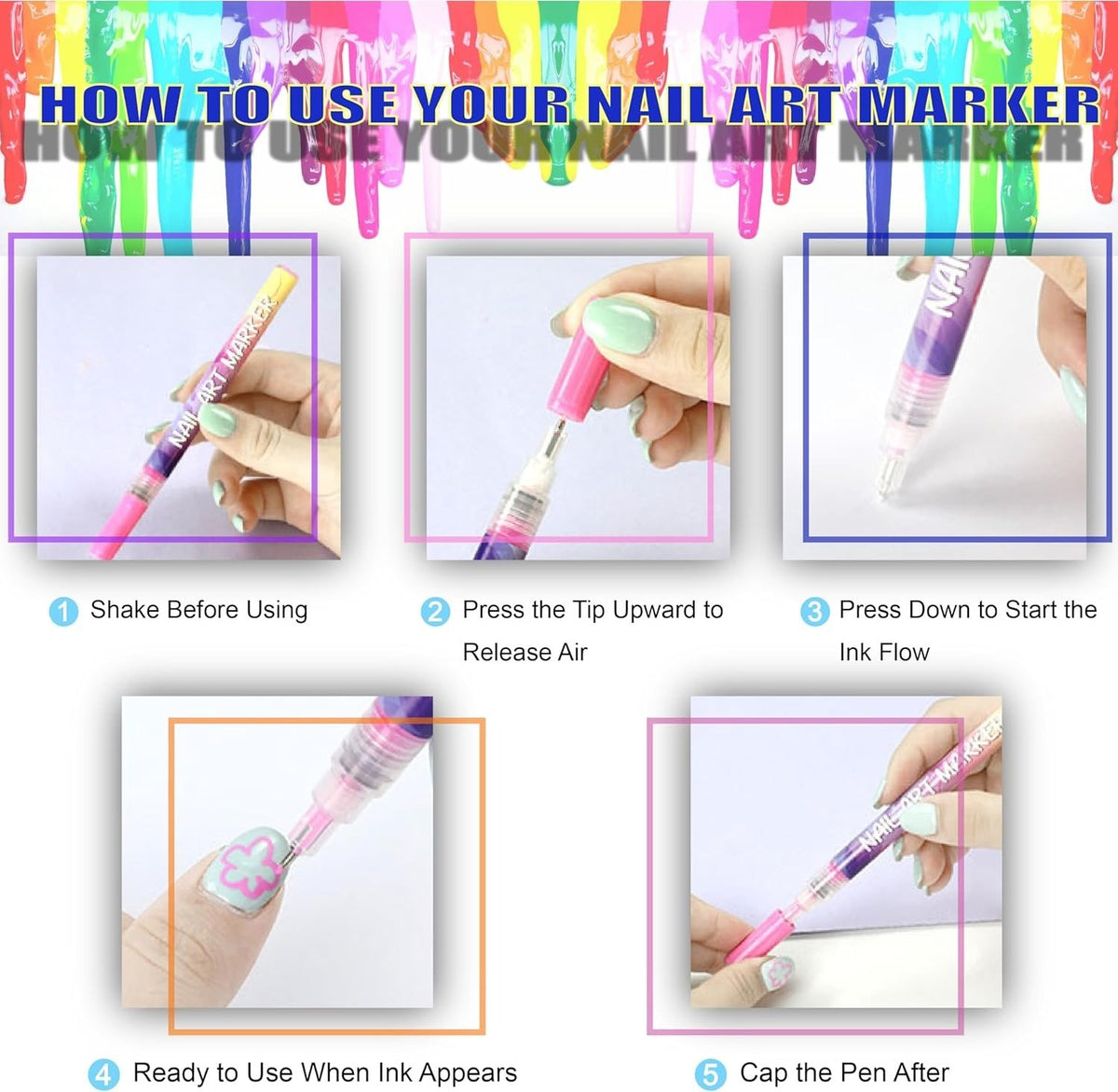 🤶Early Christmas Big Sale🎄-🎨12 Colors Nail Art Pens Set💅