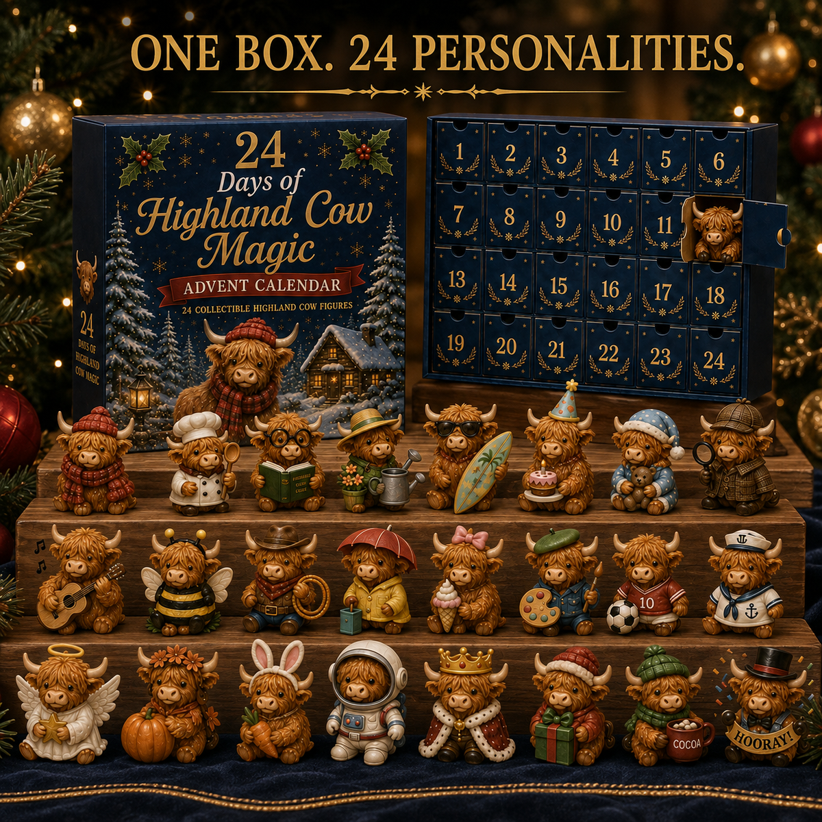 🎄Christmas Sale 49％ OFF🐮 24 Days of Highland Cow Advent Calendar