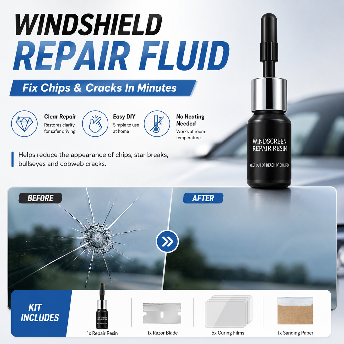 🔥LAST DAY 49% OFF - Cracks Gone Glass Repair Kit (New Formula)
