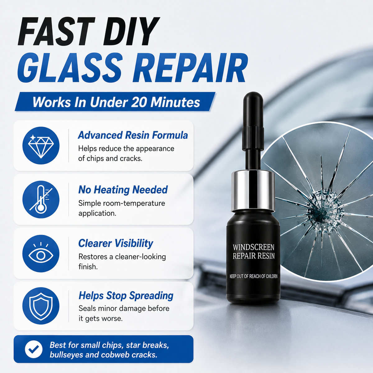 🔥LAST DAY 49% OFF - Cracks Gone Glass Repair Kit (New Formula)