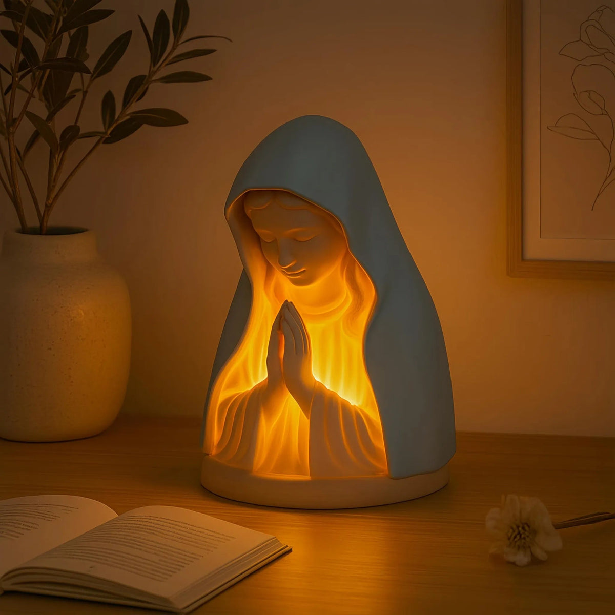 🕊️ Catholic Gifts for Women – Handmade Resin Virgin Mary Night Light, A Peaceful Reminder of Faith