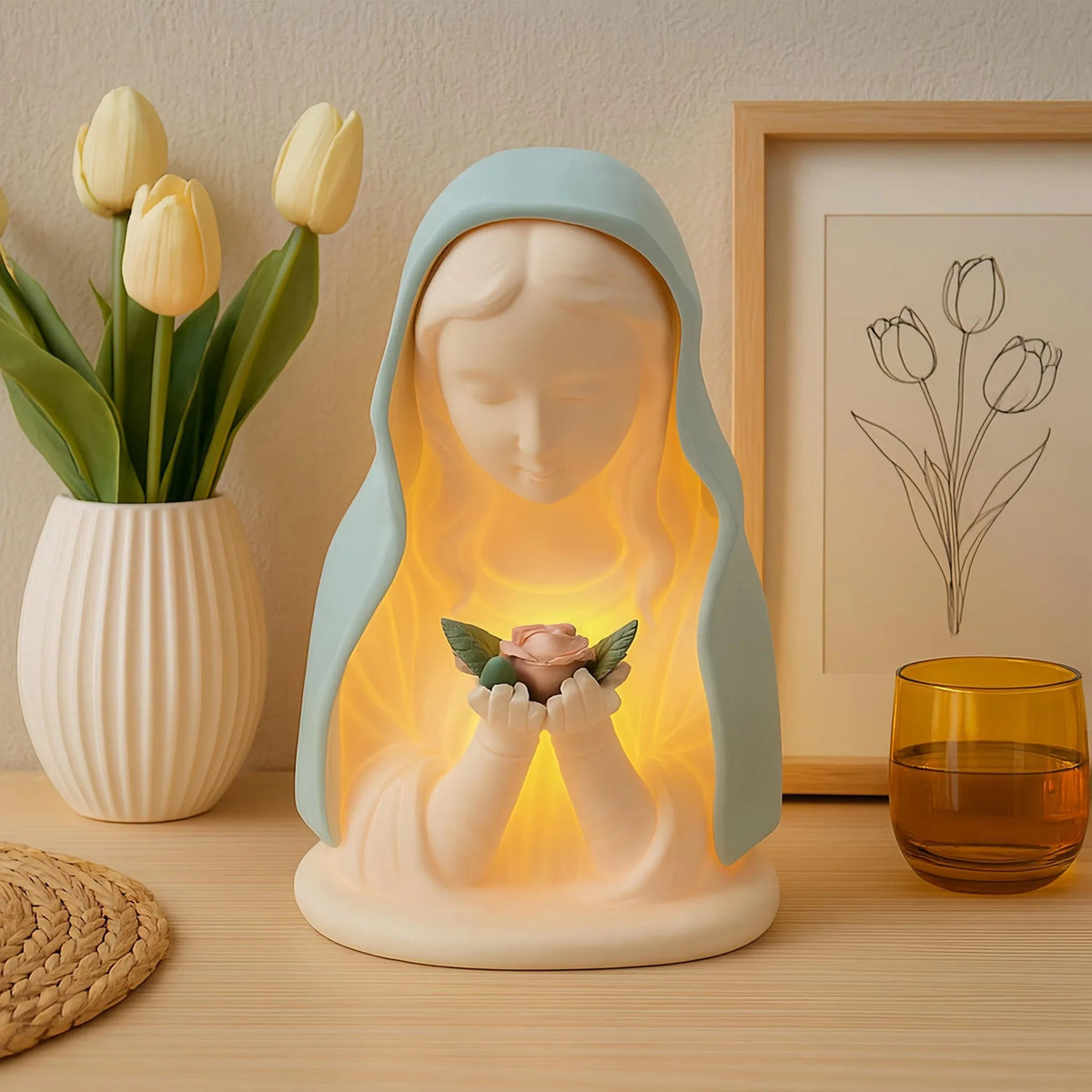 🕊️ Catholic Gifts for Women – Handmade Resin Virgin Mary Night Light, A Peaceful Reminder of Faith