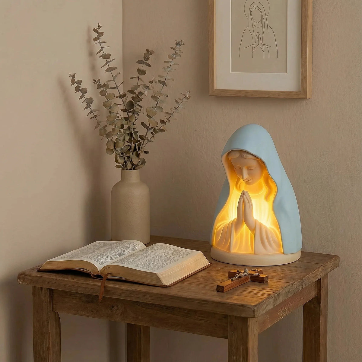 🕊️ Catholic Gifts for Women – Handmade Resin Virgin Mary Night Light, A Peaceful Reminder of Faith