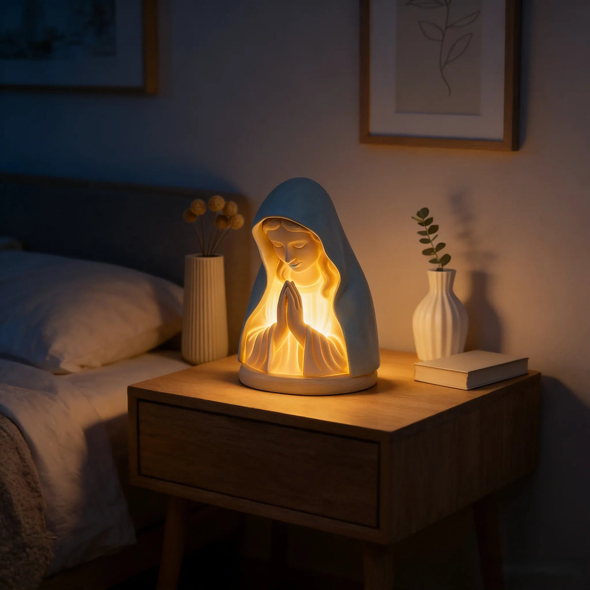 🕊️ Catholic Gifts for Women – Handmade Resin Virgin Mary Night Light, A Peaceful Reminder of Faith