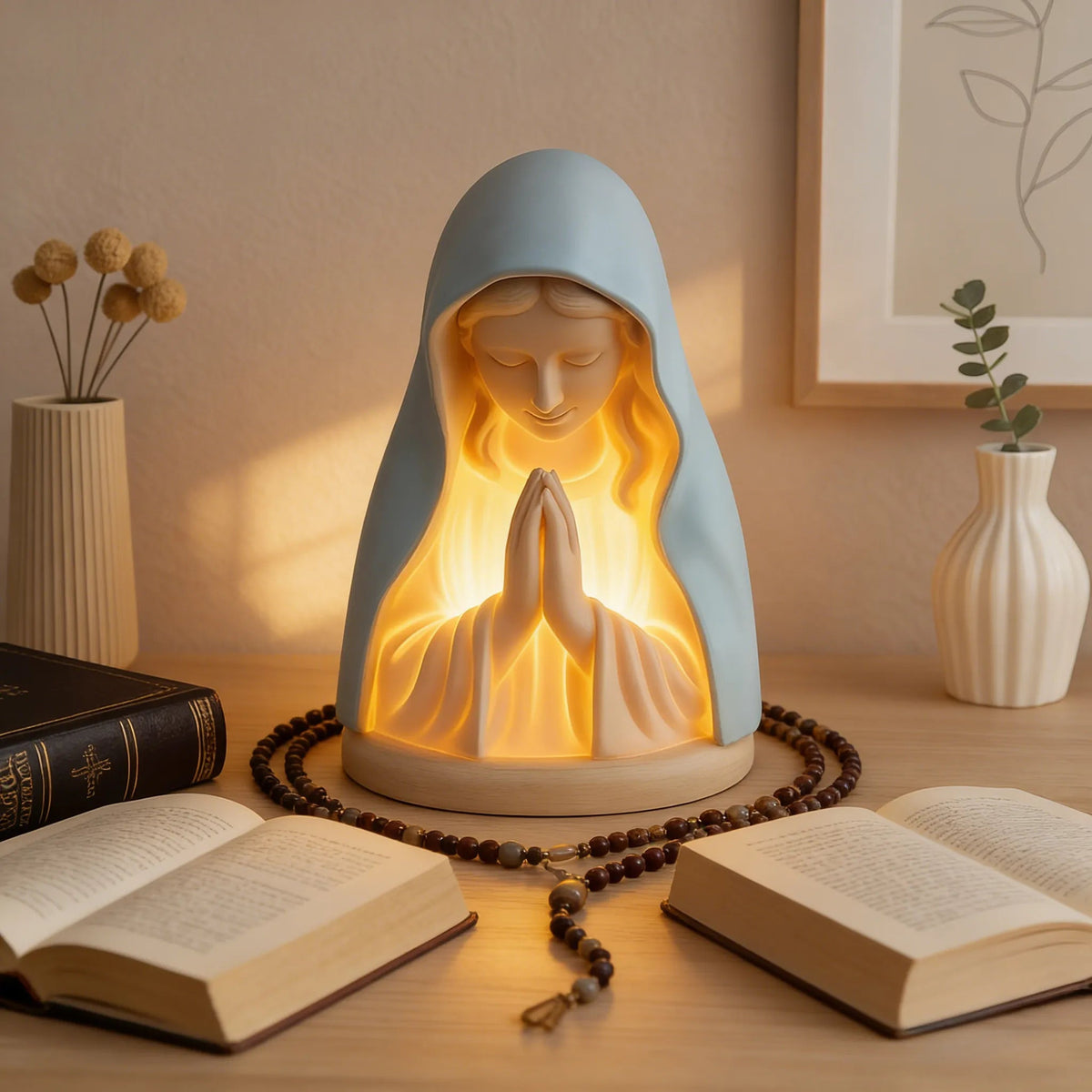 🕊️ Catholic Gifts for Women – Handmade Resin Virgin Mary Night Light, A Peaceful Reminder of Faith