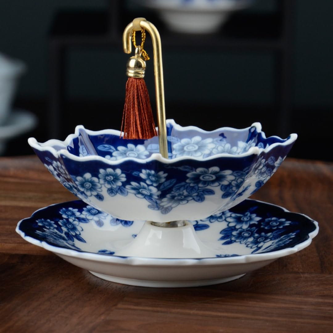 ☕💙 Blue & White Porcelain Umbrella Tea Infuser – Elegant Vintage Tea Ritual ✨