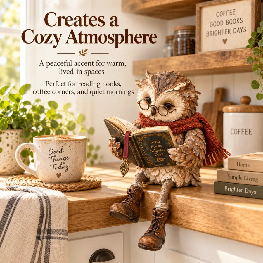 🎄Christmas Sale 49% OFF 📚Reading Owl Figurine🎁Buy More Save More