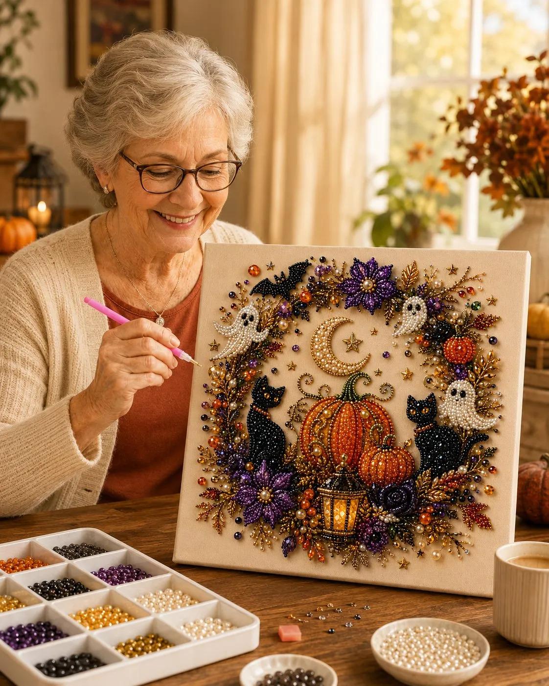 🔥Last Day 70% OFF - 👻3D Spooky Diamond Painting Halloween DIY Kit