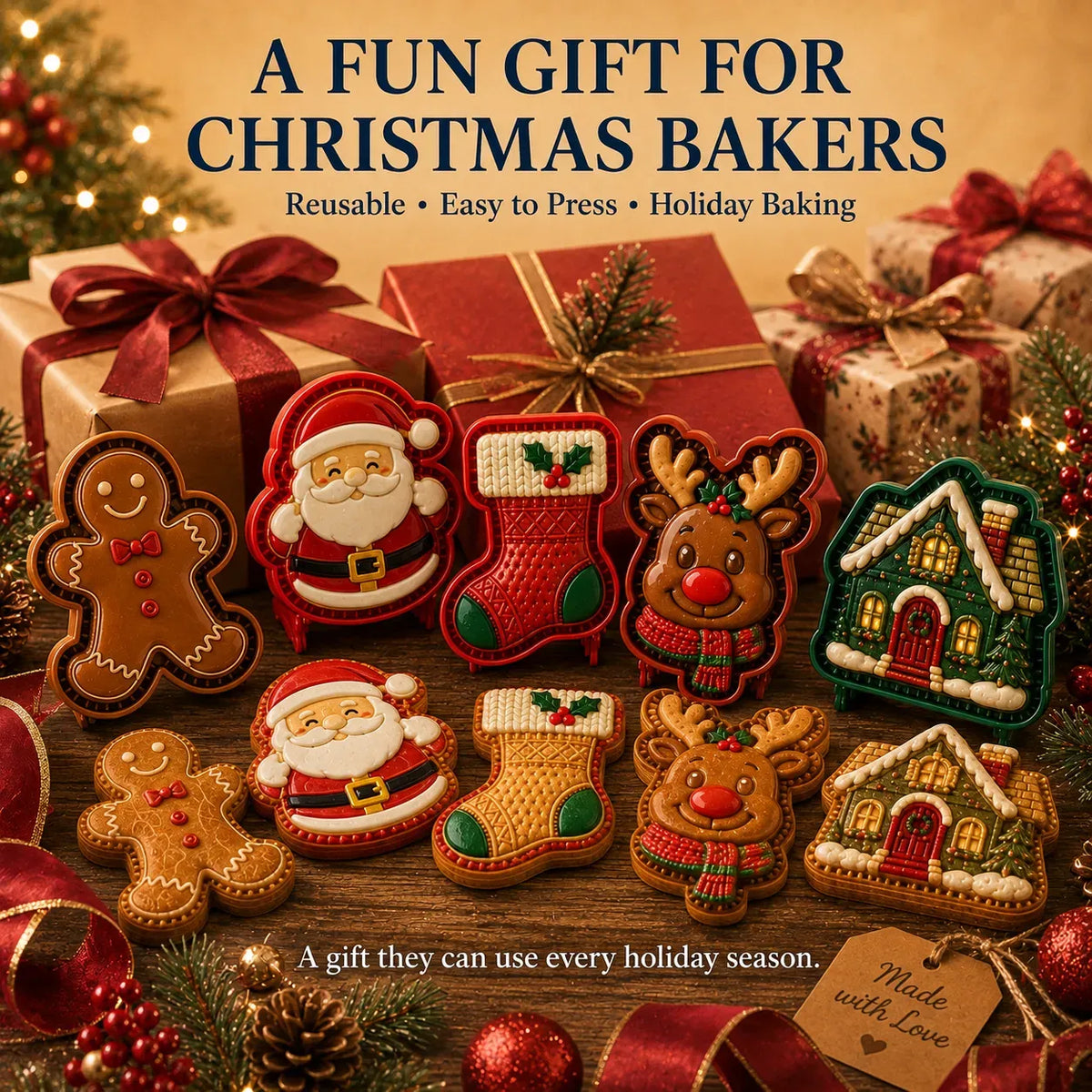 🎄Only $4.99 Last Day Promotion!🍪Christmas Baking Moulds – 9 Festive Designs 🎄