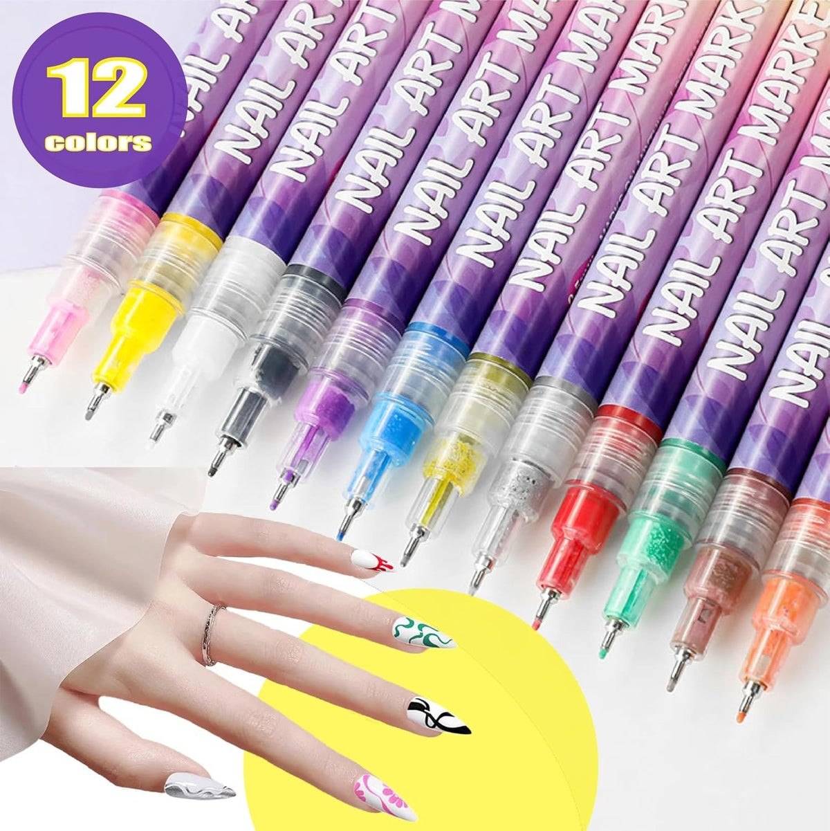 🤶Early Christmas Big Sale🎄-🎨12 Colors Nail Art Pens Set💅