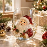 🎄3D Christmas Glass Art Cup | Luxury Raised Holiday Glassware for Drinks, Decor & Christmas Gifts 🎁