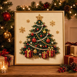 🎄Premium 3D Pearl Christmas Diamond Painting Art Kit | Luxury Flocked Canvas with Scratch-Resistant Non-Fading Pearl Beads DIY Holiday Decor