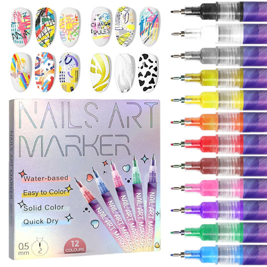 🤶Early Christmas Big Sale🎄-🎨12 Colors Nail Art Pens Set💅