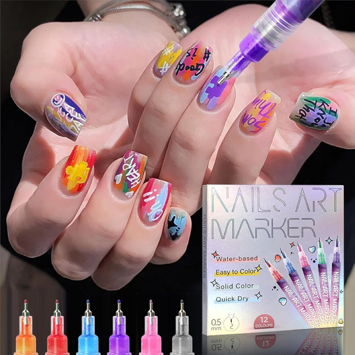 🤶Early Christmas Big Sale🎄-🎨12 Colors Nail Art Pens Set💅