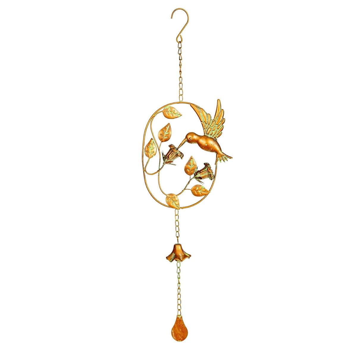 Hanging Verdigris Hummingbird Chime